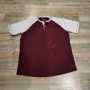 American Eagle Active Flex Henley Tee Shirt Curved Raglan Sleeve Hem Mens Large